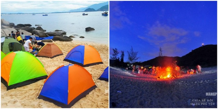 Cắm trại trên bãi biển Hòn Nưa